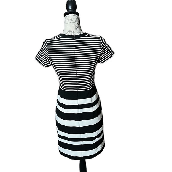 Loft black and white striped dress size 4P - Picture 2 of 8